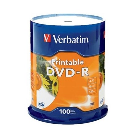 DVD-R VERBATIM 4.7GB 16X BLANCO INK PRINTABLE SPINDLE C/100,DVD-R VERBATIM 4.7GB 16X BLANCO SPINDLE C/50,DVD-R VERBATIM 4.7GB 1