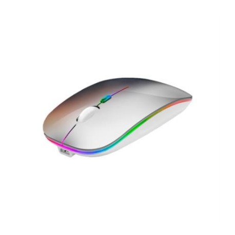 Mouse Nextep Inalámbrico Recargable Delgado/Silencioso RGB 1600 dpi Color Plata