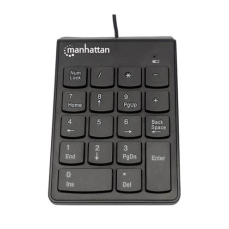 Teclado Numérico Manhattan Alámbrico USB 18 Teclas Color Negro