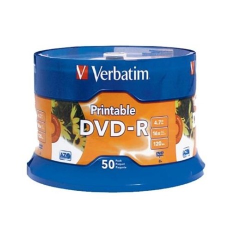 DVD-R VERBATIM 4.7GB 16X BLANCO INK C/50,DVD-R VERBATIM 4.7GB 16X BLANCO INK PRINTABLE SPINDLE C/100,DVD-R VERBATIM 4.7GB 16X B