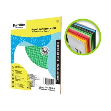 Block Papel Construcción Barrilito Mix Carta Colores Surtidos C/50 Hojas