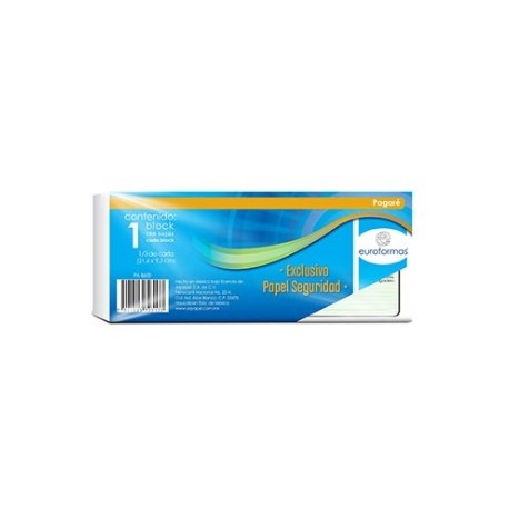 PAGARE EUROFORMAS PAPEL SEGURIDAD 21.6X9.3 CMS 100H