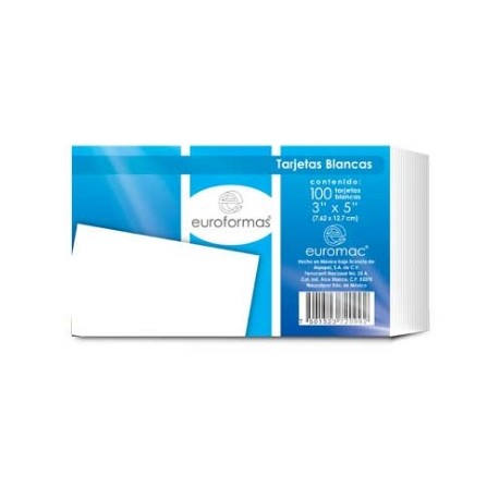 TARJETA EUROFORMAS BIBLIOGRAFICA BLANCA 3X5 C/100