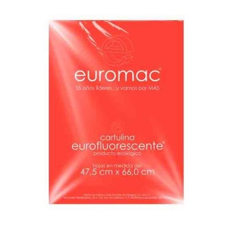 CARTULINA EUROMAC FLUORESCEMTE ROJO 47.5X66CM C/10