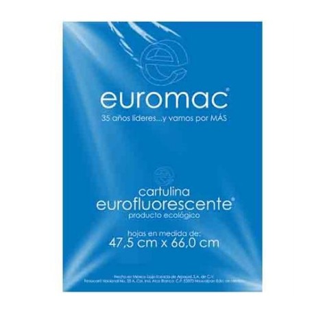 CARTULINA EUROMAC FLUORESCENTE AZUL 47.5X66CM C/10