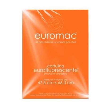 CARTULINA EUROMAC FLUORESCENTE NARANJA 47.5X66CM C/10