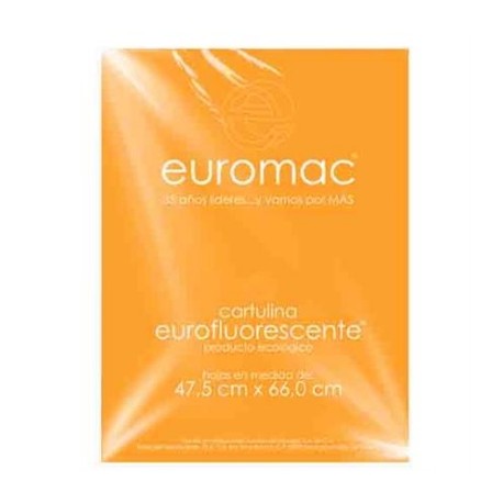 CARTULINA EUROMAC FLUORESCENTE PAPAYA 47.5X66CM C/10