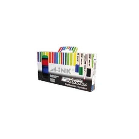 MARCADOR A-INK P/PIZARRON 4 COLORES