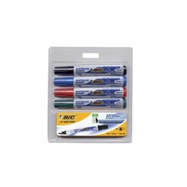 MARCADOR BIC MPBE4 PIZARRON BLANCO C/4 + BORRADOR