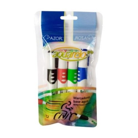 MARCADOR AQUARELO GRIP CARTERA C/4 COL. SURT.