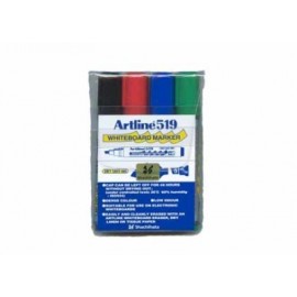 MARCADOR ARTLINE ESTUCHE PIZARRON PLASTICO C/4 PZAS