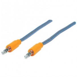 Cable Manhattan Audio Estéreo con Recubrimiento Textil 3.5mm 1m Color Azul-Naranja