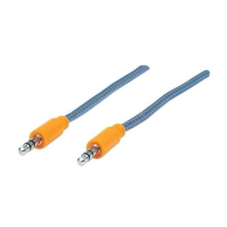 Cable Manhattan Audio Estéreo con Recubrimiento Textil 3.5mm 1m Color Azul-Naranja