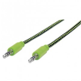 Cable Manhattan Audio Estéreo con Recubrimiento Textil 3.5mm 1m Color Negro-Verde