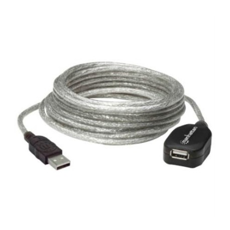 Cable Manhattan Extensión Activa USB-A 2.0 Alta Velocidad 5m Color Plata