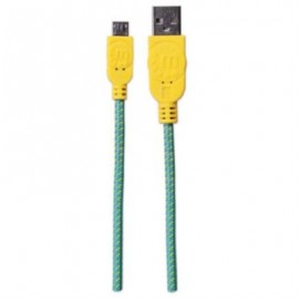 Cable Manhattan USB Micro-B Alta Velocidad con Recubrimiento Textil 1m Color Turquesa-Amarillo