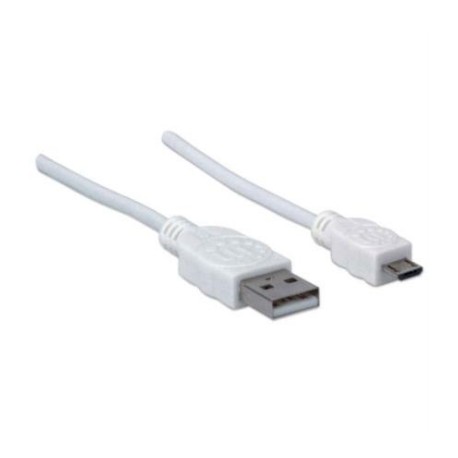 Cable Manhattan USB-A Micro USB-B 2.0 Alta Velocidad 1m Color Blanco