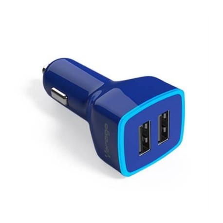 CARGADOR VORAGO AUTO AU-103 2 PUERTOS USB AZUL BLIS