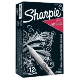 MARCADOR SANFORD 39100 SHARPIE METALICO PLATA C/12