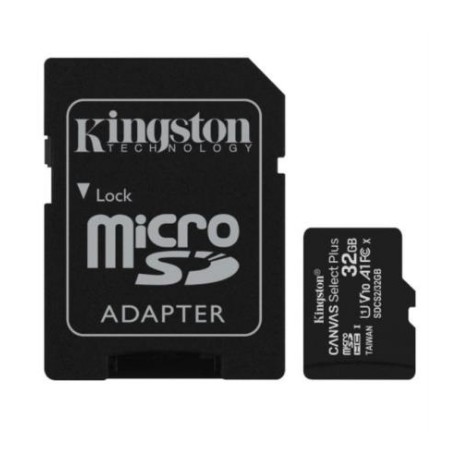 Memoria Kingston Micro SD Canvas Select Plus 32GB UHS-I Clase 10 C/Adaptador,Memoria Kingston Micro SD Canvas Select Plus 32GB 