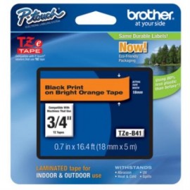 CINTA BROTHER TZ-B41 NEGRO/NARANJA 18MM PT300/310B/330/530