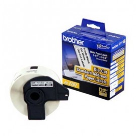 Etiquetas Brother 400 Pre Cortadas Texto Negro sobre Cinta Blanca 29mmx90.3mm P/Equipos QL