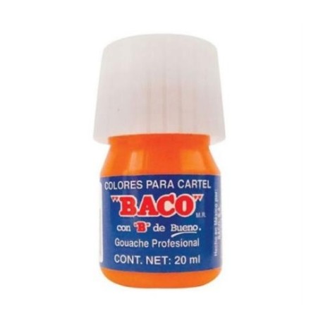 PINTURA BACO P/CARTEL 20ML NARANJA C/10 PIEZAS