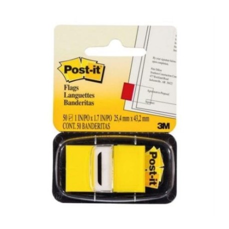 Banderitas 3M 680 Post It Amarillo 12 Piezas c/50 Hojas c/u