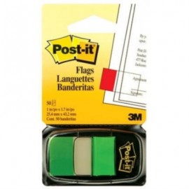 Banderitas 3M 680 Post It Verde 12 Piezas c/50 Hojas c/u