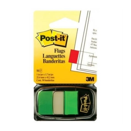 Banderitas 3M 680 Post It Verde 12 Piezas c/50 Hojas c/u