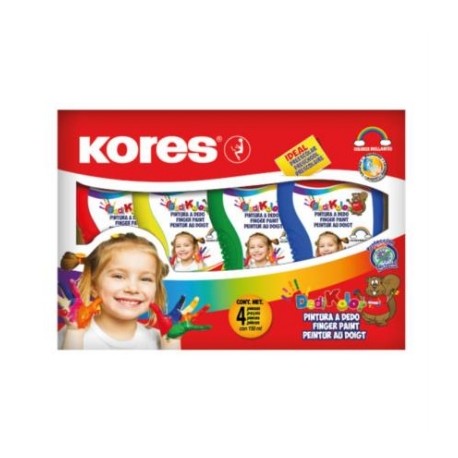 PINTURA KORES LIQUIDA P/DEDOS SET C/4 COLORES 150ML C/U