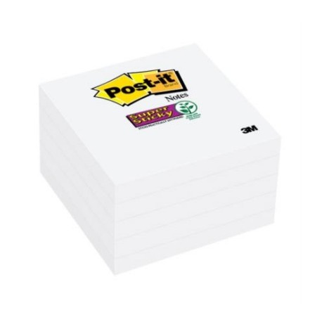 Cubo Blanco 3M Super Sticky 7.6x7.6cm 5 Blocks 90 Hojas c/u