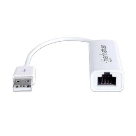 Adaptador Manhattan Fast Ethernet USB 2.0 Alta Velocidad 10/100 Color Blanco