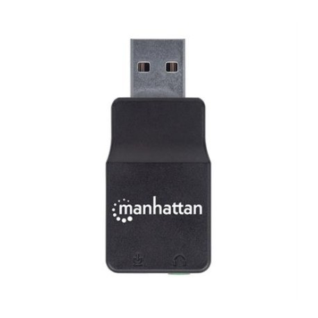 Adaptador Manhattan Sonido Estéreo USB Alta Velocidad a Puertos 3.5mm Color Negro