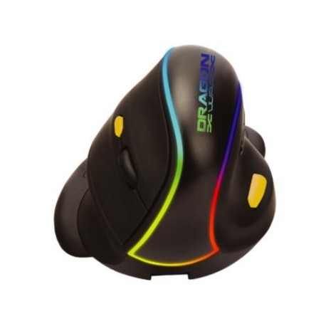 Mouse Nextep Inalámbrico Vertical Recargable/Ergonómico 7 Botones 2400 dpi RGB Color Negro