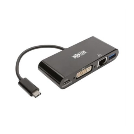 Adaptador Multipuerto Tripp Lite USB-C/Dvi/USB-A/GbE Carga PD Color Negro