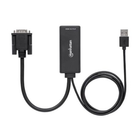 Convertidor Manhattan Video SVGA+Audio USB a HDMI Color Negro