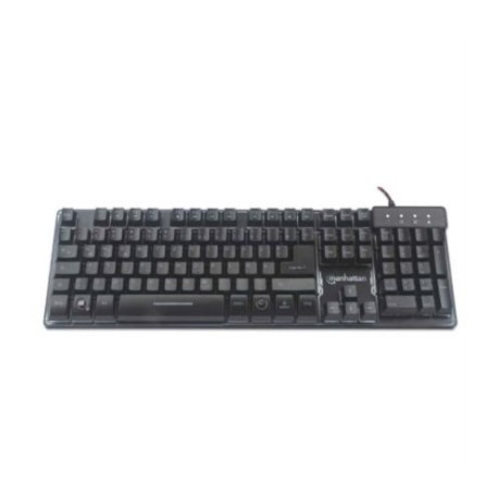 Teclado Gaming Manhattan USB 19 Teclas Multimedia Retroiluminación LED Color Negro