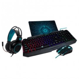 Kit Gaming Vortred Fully Armed 4 en 1 Teclado/Audífonos/Mouse/Mouse Pad Color Negro