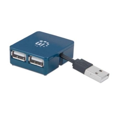 Micro Hub Manhattan USB 2.0 Alta Velocidad 4 Puertos Color Azul