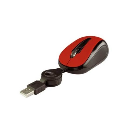 Mini Mouse Perfect Choice Easy Line Alámbrico Óptico Retráctil 1000 dpi Color Rojo