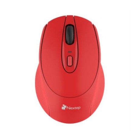 Mouse Nextep Inalámbrico Ergónomico USB 1600 dpi Batería Incluida Color Rojo