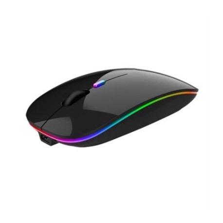 Mouse Nextep Inalámbrico Recargable Delgado/Silencioso RGB 1600 dpi Color Negro