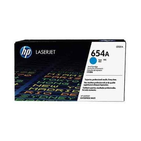 Cartucho Tóner original HP 654A LaserJet Cian