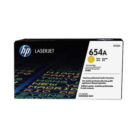 Cartucho Tóner original HP 654A LaserJet Amarillo