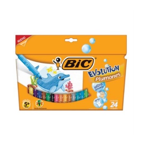 Plumones BIC Evolution Ultra Lavables Colores Surtidos C/24 Pzas