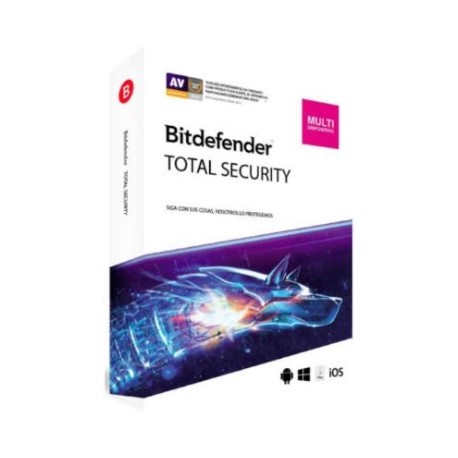 Licencia Antivirus Bitdefender Total Security MD 1 Año 3 Usuarios Caja