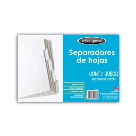 SEPARADOR ACCO 5 DIVISIONES PAPEL BLANCO