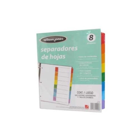 SEPARADOR ACCO 8 DIVISIONES PAPEL BLANCO