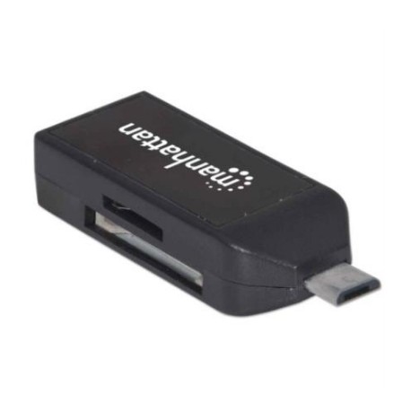 Lector de Tarjetas Manhattan OTG 24 en 1 con Puerto USB 2.0 Color Negro